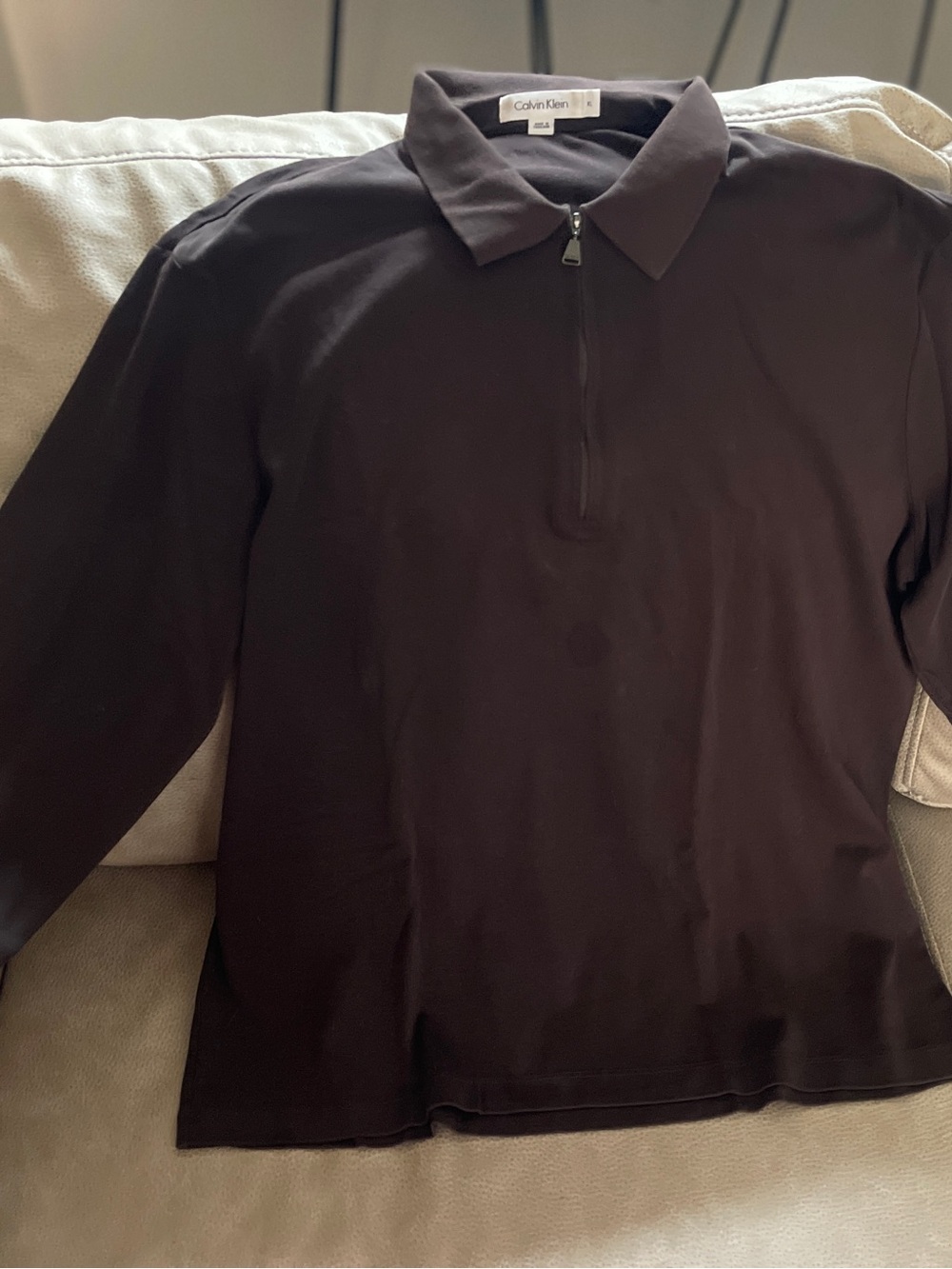 Calvin Klein Men's Long-Sleeve Zip Polo - Dark Brown